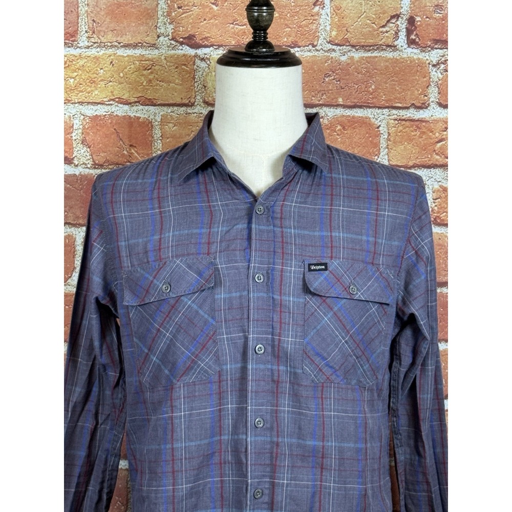 Brixton Men's Long Sleeve Button Down Shirt Size Medium Thin Lightweight Plaid